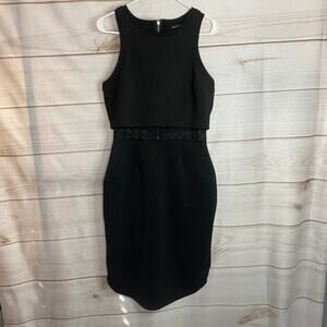 I Heart Ronson Black Lace Waist Scuba Bodycon Sleeveless Dress Size Medium